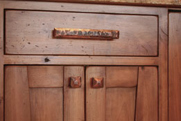 Copper Fabricated Handle Hand Distressed Cabinets